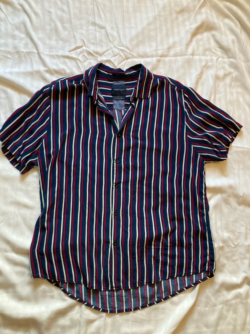 Denim & Flower Striped Button Up